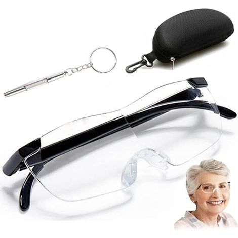Magnifying Glasses 300% Anti Blue Light for Eyeglass Wearers Portable Reading Magnifiers for Close Work, Reading, Sewing, Repair (1/5)