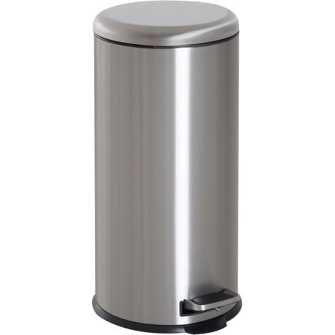 Cuisine et salle de bain, hygiène au quotidien avec poubelle à pédale 30 L en inox brossé à fermeture silencieuse (1/5)