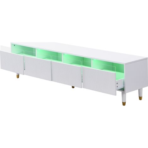 Meuble TV moderne blanc 178 cm en MDF avec 4 tiroirs et gestion des câbles, idéal salon (1/5)