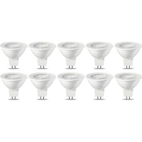 Lot de 10 ampoules LED GU5.3 MR16 5 W Blanc chaud non dimmable, 220 V [Classe énergétique G] (1/5)