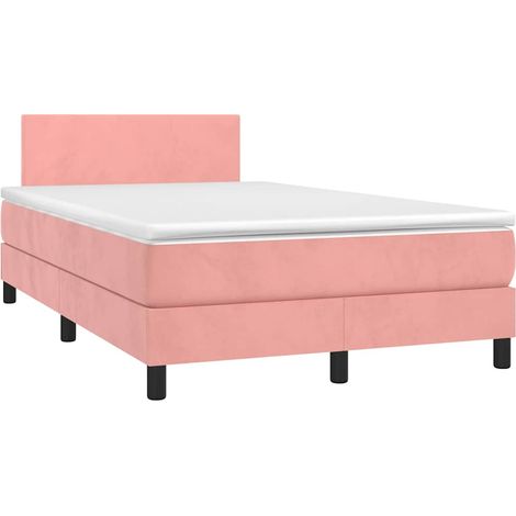 vidaXL Sommier à lattes de lit et matelas LED rose 120x190 cm velours (1/5)
