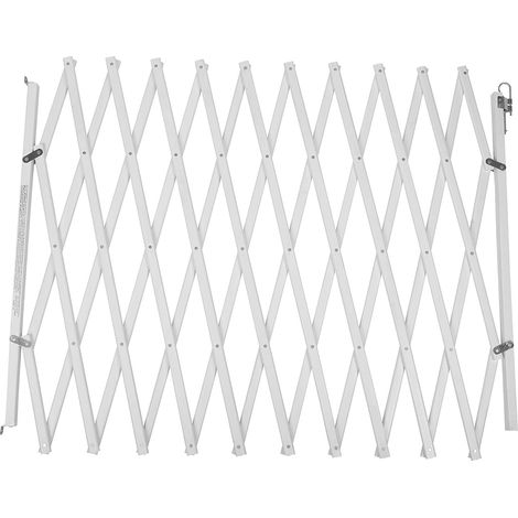 Barrière Extensible pour Animaux XL, en Bois, Barrière Rétractable de Sécurité pour Chien et Chiot, 60cm - 230cm, Couleur Blanc (1/5)