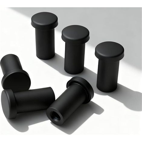 Patere Noire, 6 Pièces Acier Inoxydable Crochet Peignoir Mural 36 mm, Patere Salle de Bain Multifonction, Patère Ronde avec Vis et Tube D'expansion pour Cuisine, Salle de Bain et Chambre (1/5)