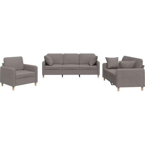 Maison Exclusive - Set Divani 3 pz con Cuscini Tortora in Tessuto