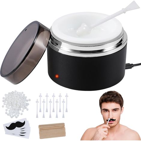 Chauffe Cire D'épilation à Domicile Kit, Chauffe Cire Epilation pour Femme Homme, Waxing Kit pour Épilation des Sourcils, Visage, Jambes (S-carré) (1/5)