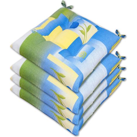 Set 4 Cuscini Sedia Flolerali Morbidissimi Imbottiti Ovatta Universali Cotone Multicolore Lavabile