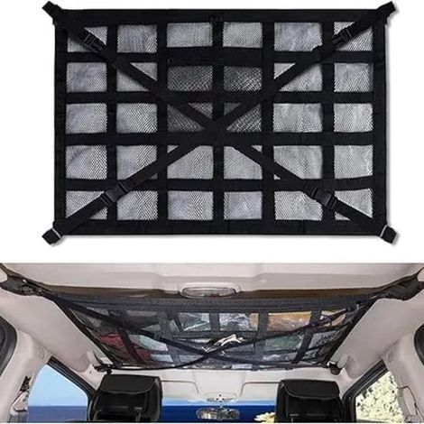 Sac filet de toit pour voiture 80 x 55 cm – Capacité de charge renforcée, double compartiment, idéal pour SUV, road trips et camping en voiture – Noir (1/5)