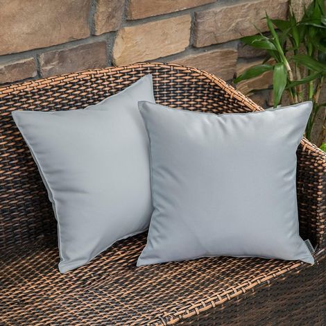 Lot de 2 housses de coussin décoratives d'extérieur imperméables pour jardin, coussin décoratif, taie d'oreiller 45 x 45 cm (gris)