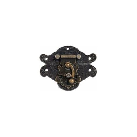 Verrous vintage antique gaufrage Moraillon Loquet Serrure Fermoir avec vis pour décoratifs Cabinet armoire Boîte à bijoux boîte cadeau valise ou meuble Couleur bronze - Crezuo (1/4)