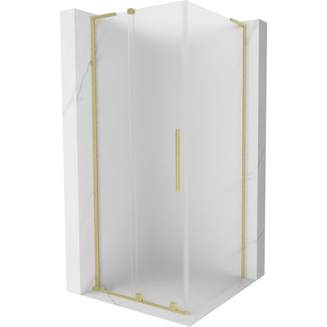 Cabine de douche coulissante Mexen Velar L 90 x 90 cm, dépoli, or brossé - 871-090-090-33-55 (1/5)