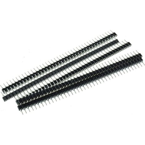 Connecteur En-têtes 40 Broches, 5 pièces 1x40P 2,54 mm connecteur femelle à trou rond en étain à une rangée 40 broches pour carte de circuit imprimé IC Crystal Socket Connector (1/5)