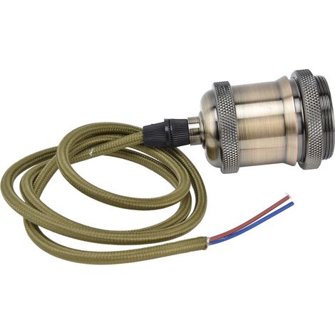 Suspension luminaire vintage en aluminium E27 douille avec fil, couleur bronze antique, pour plafonnier LED (100-240V, sans ampoule) (1/5)