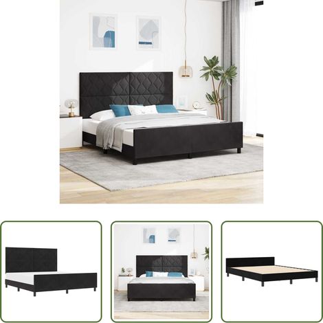 Samtbett - Boxspringbett mit Kopfteil Schwarz 180 x 200 cm Samt (1/5)