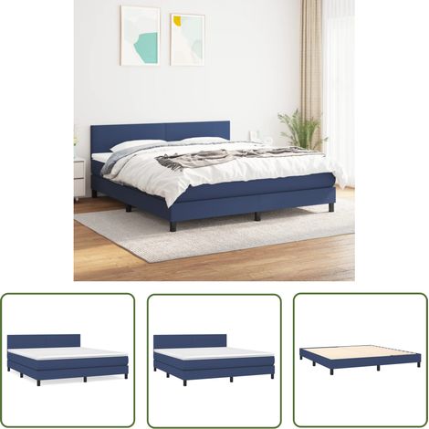 The Living Store Boxspringbett mit Matratze Blau 180x200 cm Stoff - Boxspringbett - Doppelbett - Betten Blau - Liegekomfort - Matratze (1/5)
