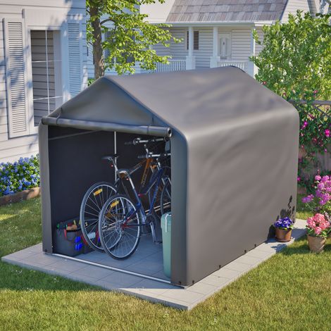 Garage per biciclette 160 x 220 x 165 cm con porta avvolgibile, grigio DESVIAE