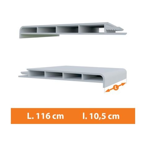 Direct Fenêtres – Appui fenêtre PVC blanc 116 cm – Longueur 116 cm – Largeur 10,5 cm – Fixation par clip et vis – Protection contre les intempéries