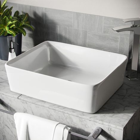 Leven Cloakroom Rectangle Counter Top Basin Bowl (1/5)