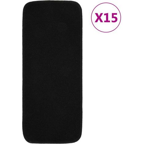 Lot de 15 tapis d'escalier antidérapants, rectangulaires noirs, 60 x 25 cm