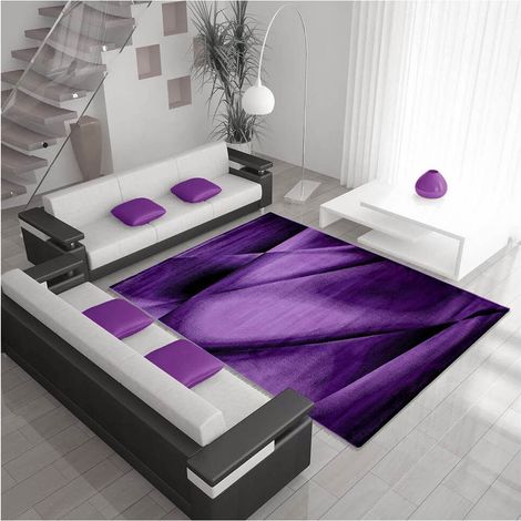 Tapis moderne effet courbe à courtes mèches Kyzac Lilas 80x150 (1/5)