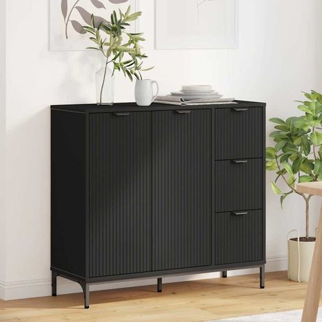Buffet avec tiroir-Meuble de rangement Noir 89,5 x 33 x 82 cm Bois d'ingénierie 193601 (1/5)