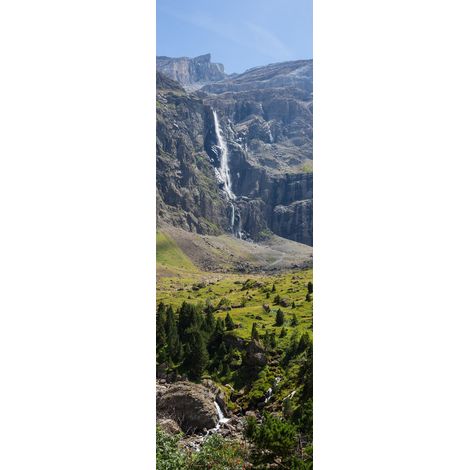 Tableau sur toile vue sur la cascade Gavarnie 30x97 cm - Impression sur Toile Murale Décorative - Image imprimée en HD sur Toile - Toile sur Châssis en Bois FSC - Fabriqué en France