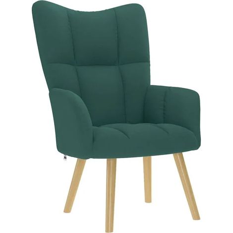 Chaise longue en tissu, dossier inclinable et repose-pieds réglable, design ergonomique moderne, couleur vert foncé – pour salon, chambre ou espace détente (1/5)
