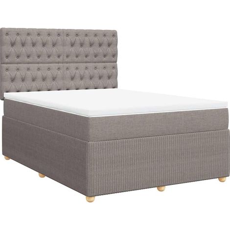 vidaXL Sommier à lattes de lit avec matelas Taupe 160x200 cm Tissu (1/5)