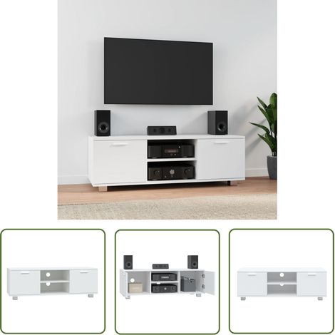 The Living Store Meuble TV Blanc 120x40,5x35 cm Bois d'ingénierie - Meubles Tv - Meuble Tv - Support Tv - Unité Tv - Meuble Design (1/5)