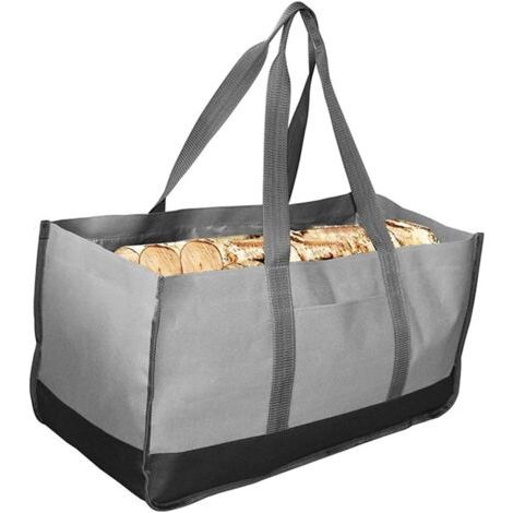 Sac De Transport De Bûches, Coin Du Feu Espace De Rangement Transport De Bois De Chauffage Grande Capacité Extérieur Camping Intérieur Fourre-tout À Bois De Chauffage Range-bûches,Gris,64×30×33cm (1/2)