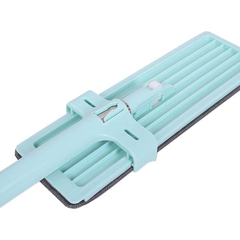Balai-serpillère plat à manche long rotatif à 360°, utilisable sur sol sec ou humide, pour la maison et le bureau (vert). (1/5)