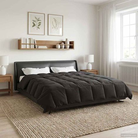 Sommerdecke Gepolstert Anthrazit 200 x 240 cm Mikrofaser