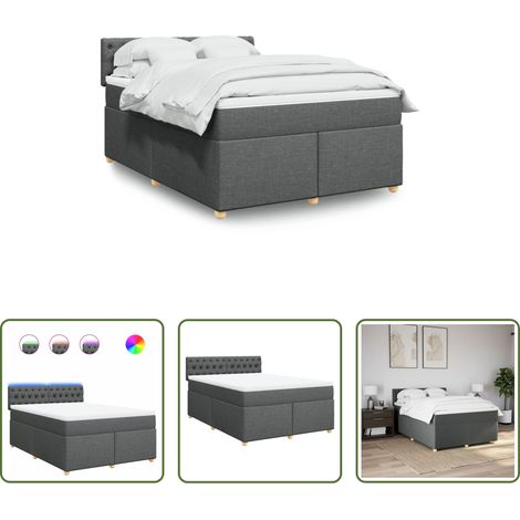 Matelas à ressorts ensachés - Sommier à lattes de lit avec matelas Gris foncé 140x200cm Tissu (1/5)