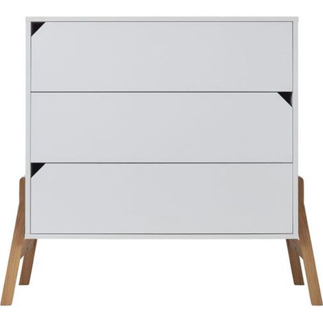 Kommode mit 3 Schubladen, Weiß, 107cm