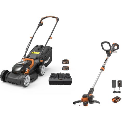 Pack Tondeuse à Gazon 40V 460m² + Coupe-Bordures 20V + 2 Batteries 4Ah et 1 Batterie 2Ah + Chargeur Double et Chargeur Simple (Idéal pour l'Entretien du Jardin) (1/5)