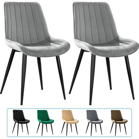 Esszimmerstühle 2er Set Samt Polsterstühle mit Rückenlehne Grau (1/5)