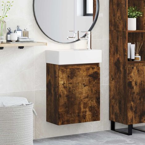 Módulo de baño con grifería Roble Ahumado 45,5 x 22,5 x 84 cm