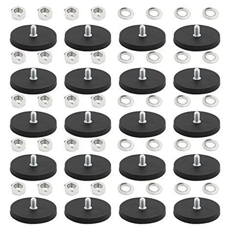 Lot de 20 aimants de montage robustes en néodyme anti-rayures avec goujon fileté mâle M6 et écrous pour barre d'éclairage, caméra, armoire automobile (1/5)