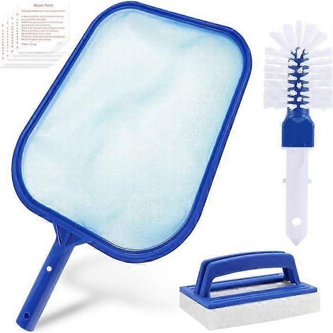 POPETPOP 1 Kit de nettoyage de piscine comprenant une brosse, une éponge et un filet à mailles fines pour éliminer les débris des piscines, bassins et aquariums. Robuste et facile à nettoyer. (1/5)