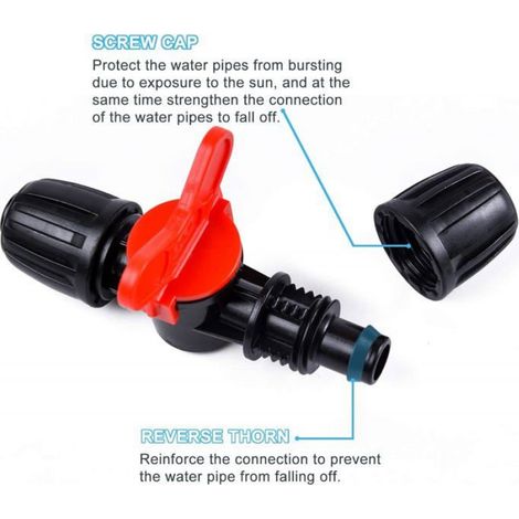 Vanne Commutateur - Irrigation Goutte à Goutte - Tuyau PE 16 mm - Raccord Barbelé avec Verrouillage - 20 Pièces (1/5)