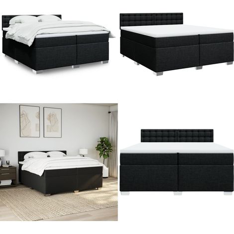 Sommier à lattes de lit avec matelas Noir 200x200 cm Tissu - Lit Double - Literie - Chambre À Coucher - Matelas À Ressorts Ensachés - Surmatelas - Home & Living (1/5)