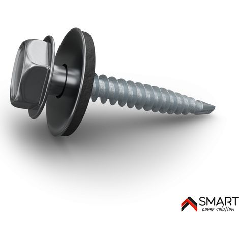 Bravo The Smart Solution – Vis auto perceuse pour bac acier – Dimensions 4.8x35mm – 50 pièces – Galvanisées pour étanchéité toiture