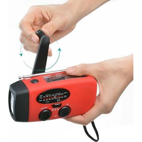 Portable Solar Radio, Hand Crank Self Powered AM/FM/NOAA Radio, Weather Radio Emergency Device with 3-LED Flashlight and Phone Charger for Hiking Camping(2000mAh)