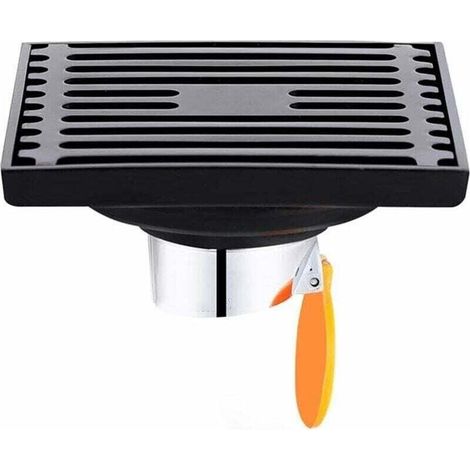 Couvercle de Drain de Vidange Carré en Acier Inoxydable Drain, XU,de Sol Droit Anti-Odeur pour Salle de Douche, Carré 100 mm, Noir - KZQ (1/4)