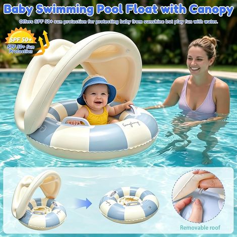 ZVD Bouee Bebe avec Pare Soleil, Flotteur Enfant Gonflable (Petit Ours) | avec auvent,Anti-UV, Accessoires de Jeux d'eau, pour piscine, Bain, Plage, Vacances d'été ZVD Bouee Bebe avec Pare Soleil, Flotteur Enfant Gonflable (Petit Ours) | avec auvent,Anti-UV, Accessoires de Jeux d'eau, pour piscine, Bain, Plage, Vacances d'été