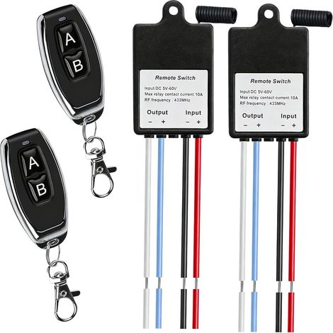Interrupteur à distance sans fil avec télécommande étanche 5 V 6 V 12 V 24 V 5-60 V CC 10 A pour portes de garage, motos (1/5)