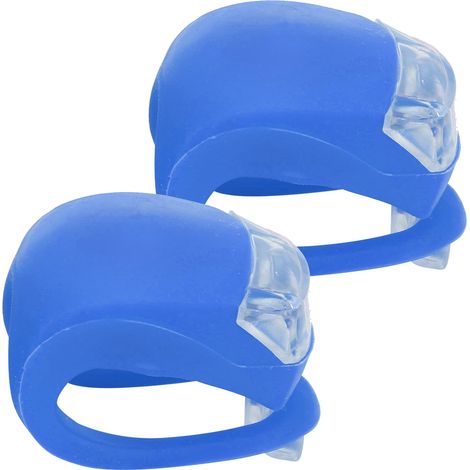 Lot de 2 feux arrière de vélo à 2 LED, lampe de signalisation multicolore, 3 modes d'éclairage, haute luminosité, étanche, bleu (1/5)