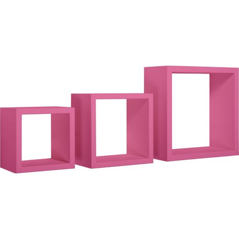 Kubischer 3er set wandregal mod. Rubic farbe fuchsia (1/4)