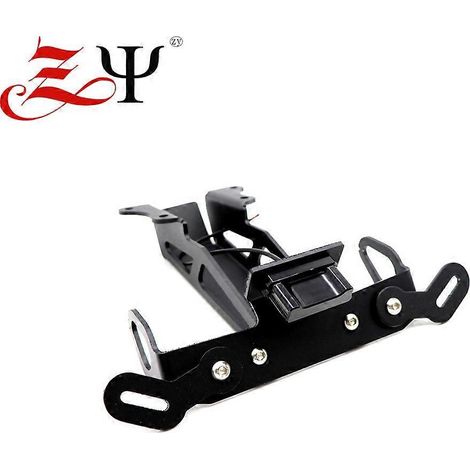 Support de plaque d'immatriculation court pliable avec éclairage intégré, compatible avec les motos Yamaha MT-09, Tracer 900 et FJ-09 (pièces modifiées) - Noir (1/4)