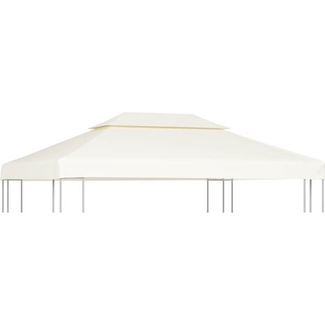 Recouvrement de remplacement d'auvent - pour Jardin Terrasse Extérieur Patio 310 g/m² 3x4m Blanc crème BV211304 - BonneVie (1/4)