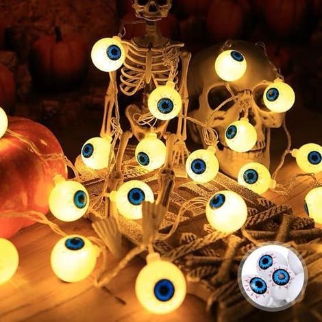Guirlande lumineuse - Décoration d'Halloween - Éclairage d'Halloween - 30 lumières à piles - Décoration d'Halloween pour intérieur et extérieur - m - rouge - 4,5 m (1/3)